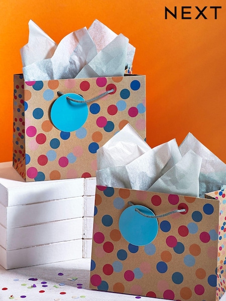 Set of 2 Multi Spot Craft Small Gift Bags (979717) | €6