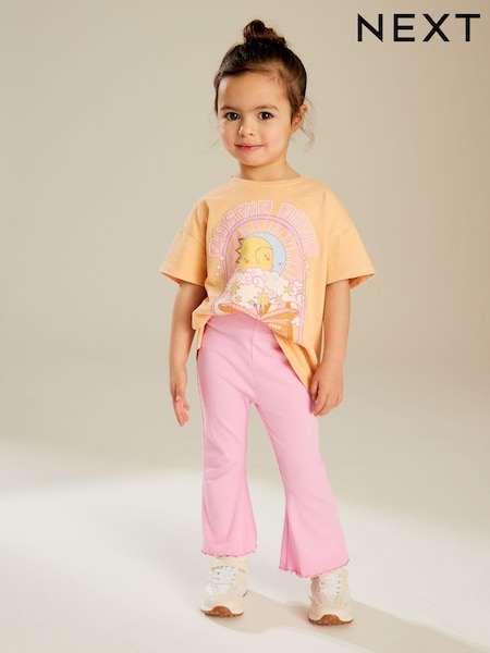Bright Pink Rib Flare Leggings (3mths-7yrs) (979789) | AED20 - AED30
