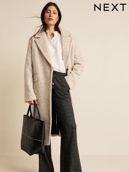 Ecru Cream Longline Bouclé Coat (979823) | €38