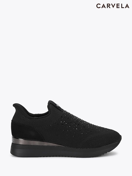 Black - Carvela Arezzo Knit Embellished Trainers