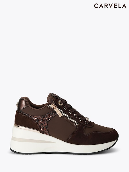 Brown - Carvela High Rise Embellished Trainers