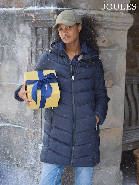 Joules Moorsdale Navy Mid Length Showerproof Padded Coat (980319) | €73