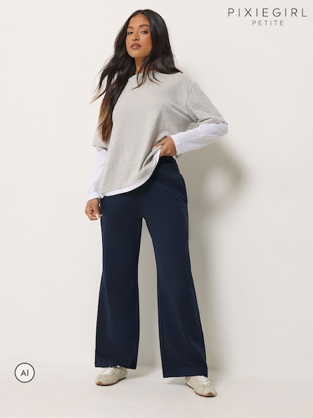 Blue - Pixiegirl Petite Wide Leg Joggers
