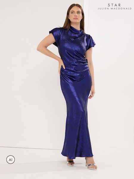 Blue - Star By Julien Macdonald Metallic Draped Dress