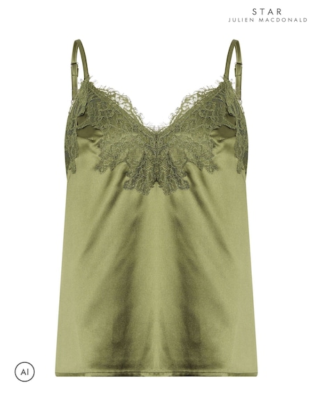 Зеленый - Star By Julien Macdonald Lace Trim Satin Vest Top