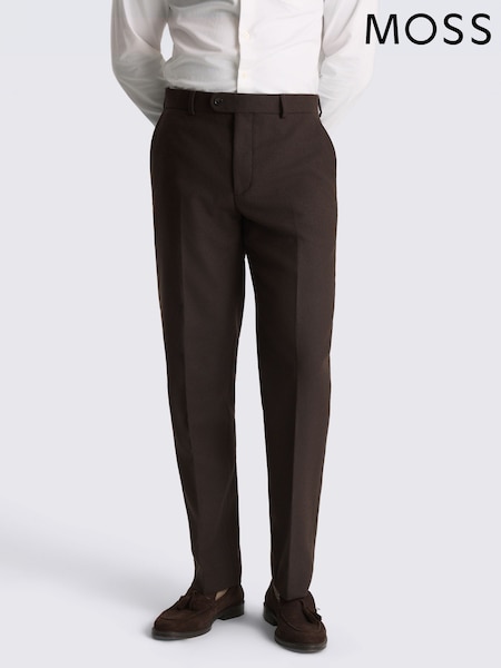 Brown - Regular Moss Tailored Fit Tweed Suit Trousers