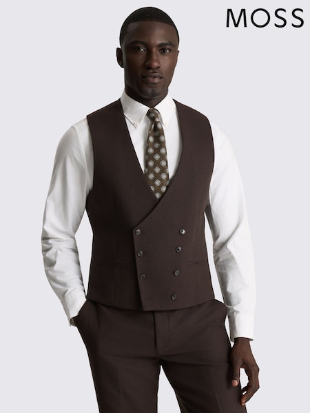 Marrón - Regular Moss Tailored Fit Tweed Waistcoat