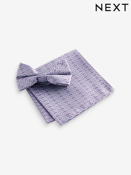 Flieder-Violett - Jacquard Bow Tie And Pocket Square Set (981100) | 16 €