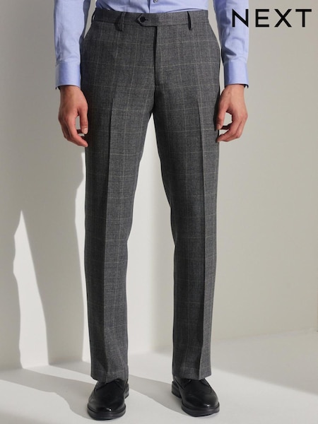Grey Prince of Wales Tailored fit Check Suit: Trousers (981187) | AED98