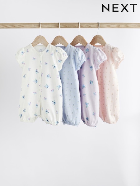 rožnata/ modra rožast vzorec - Baby 100% Cotton Rompers 4 Pack (981196) | € 18 - € 22