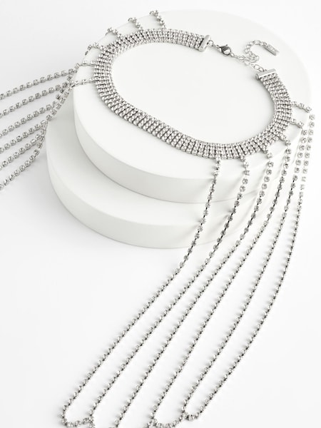 Silver Tone Shoulder Drape Choker Necklace (981266) | €16