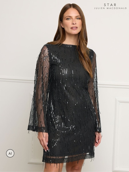 Black - Star By Julien Macdonald Tassel Sequin Tunic Dress