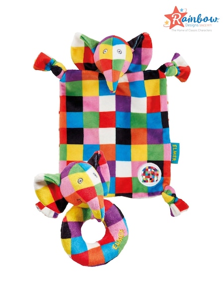 Rainbow Designs Red Elmer Comfort Blanket And Ring Rattle (981373) | €28