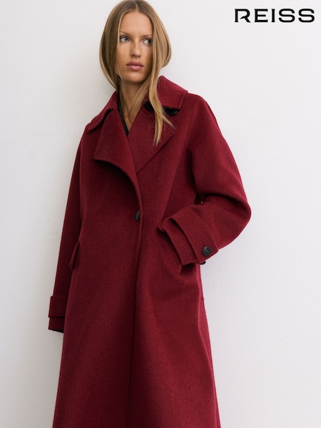 Red - Reiss Alara Wool-blend Blindseam Long Coat