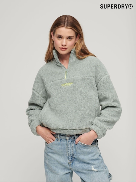 Grün - Superdry Embriodered Borg Half Zip Sweatshirt (981828) | 26 €