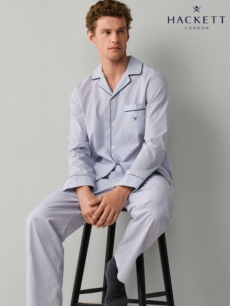 Blue - Regular Hackett Striped Pyjamas Set