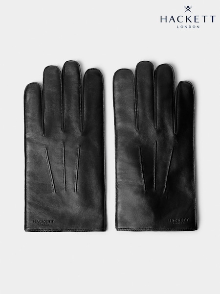 Schwarz - Regular Hackett Leather Gloves
