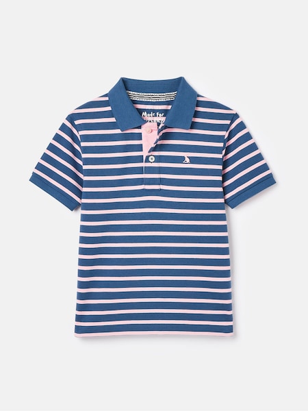 Joules Boys' Filbert Pink Striped Pique Cotton Polo Shirt (982436) | CA$46 - CA$52