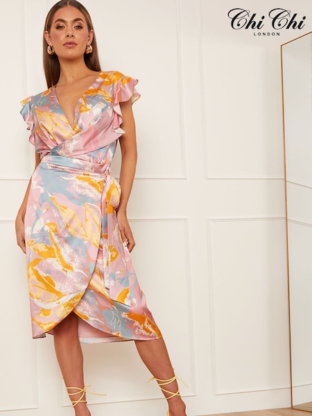 Chi Chi London Purple Print Wrap Midi Skirt (982575) | €30