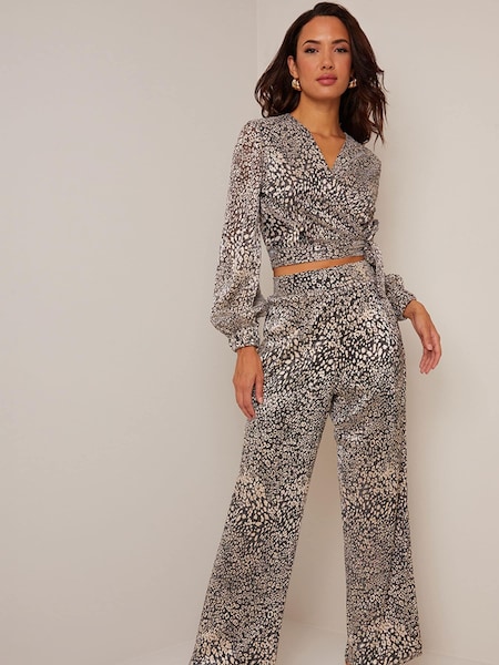 Chi Chi London Brown Printed Wide Leg Trousers (982940) | €34