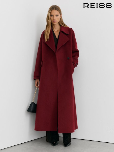 Rojo - Reiss Alara Wool-blend Blindseam Long Coat