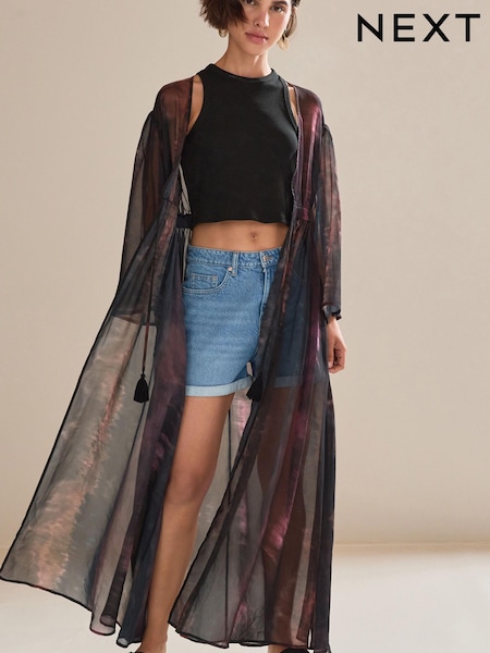 Black Tie Dye Tie Waist Maxi Dress Cover-Up (983708) | €12