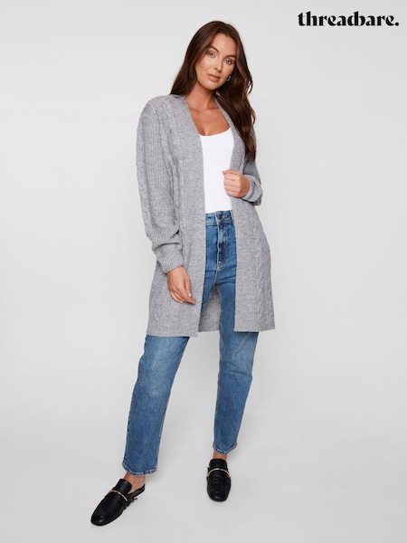 Threadbare Grey Curve Ladies Rozanna Cable Detail Cardigan (983761) | €34
