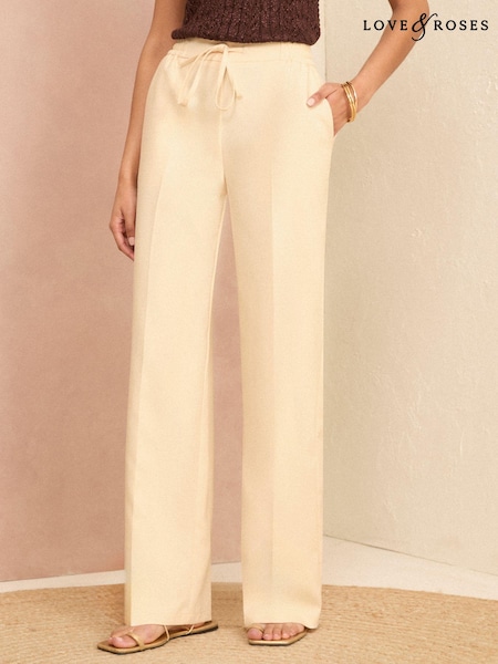 Love & Roses Elasticated Waist Wide Leg Tailored Trousers (983878) | 208 LEI