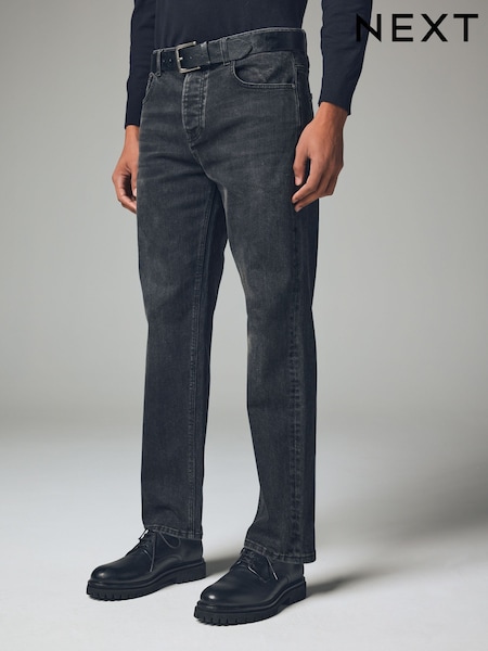 Charcoal Grey Straight Fit Belted Authentic Jeans (984048) | €24