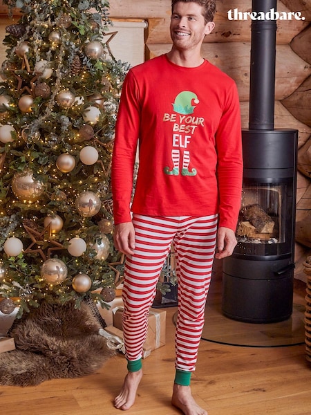 Threadbare Red Cotton Long Sleeve Christmas Pyjamas Set (984075) | €15.50