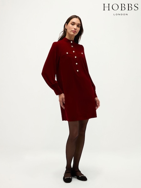 Красный - Hobbs Stephanie Velvet Dress