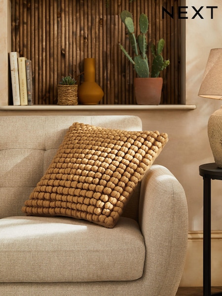Ochre Yellow 43 x 43cm Global Bobble 100% Cotton Cushion (984619) | €12