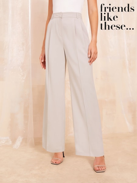 Friends Like These Grey Premium Wide Leg Smart Trousers (984823) | 89 QAR