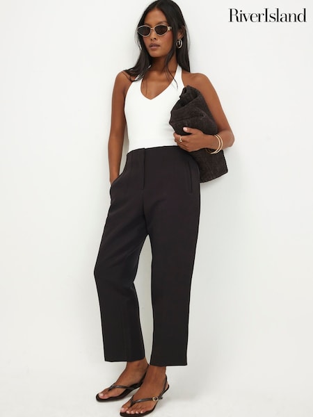 Braun - River Island Petite High Waisted Cigarette Trousers
