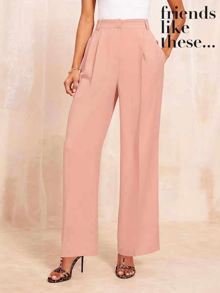 Friends Like These Pink Premium Wide Leg Smart Trousers (984868) | 109 QAR