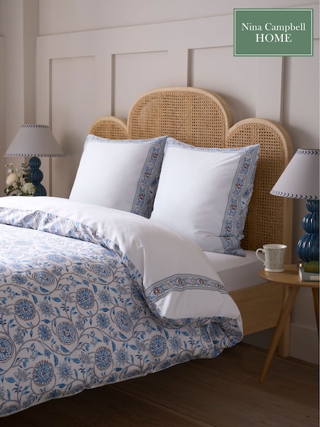 Nina Campbell Blue Indienne Embroidered 300 Thread Count Square Pillowcase Set of 2 (984893) | €54