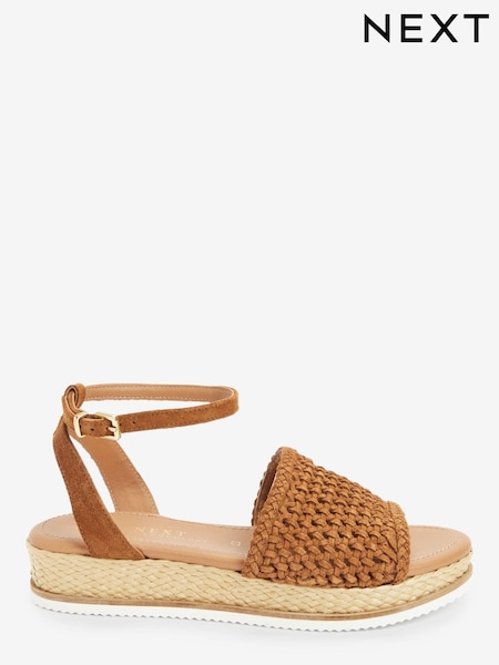 Dunkelbraun/Veloursleder - Forever Comfort® Weave Flatform Sandals (984992) | 22 €