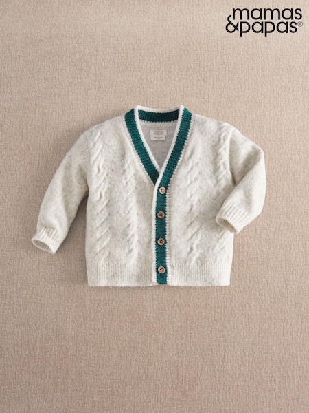 Grå - Mamas & Papas Chunky Cable Knit Cardigan