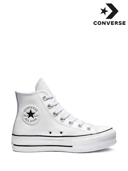 Converse White Platform Lift Chuck Taylor Leather High Trainers (985788) | CA$257