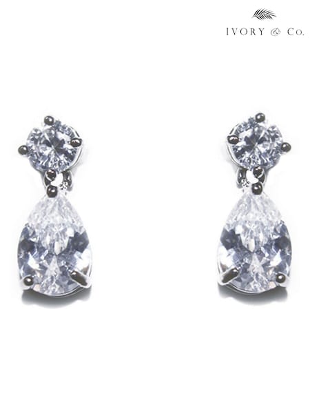Ivory & Co Rhodium Imperial Classic Crystal Teardrop Earrings (985791) | €32