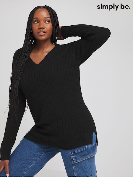 Kohle schwarz - Simply Be Sponge Slouchy V-Neck Tunic (986397) | 9 €