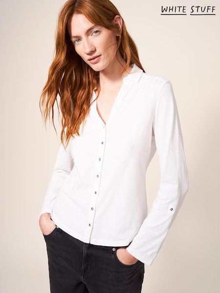 White Stuff White Jersey Annie 100% Cotton Shirt (986780) | 225 QAR