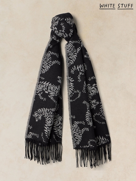 Black - White Stuff Midweight Pattern Scarf