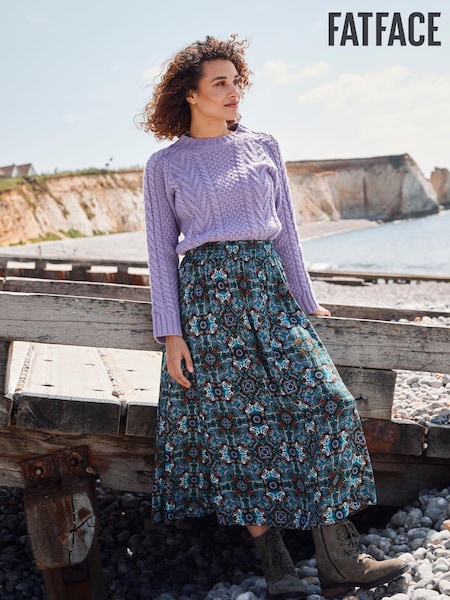 FatFace Purple Candice Cable Crew Jumper (987357) | €37