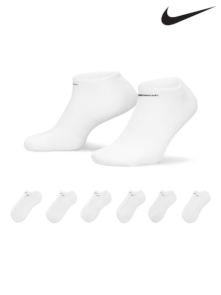 Nike White Everyday Cushioned Training No Show Socks 6 Pack (987550) | €25