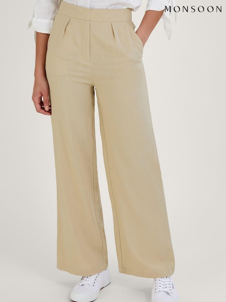 Monsoon Natural Jenny Shorter Length Trousers in Linen Blend (987714) | €40