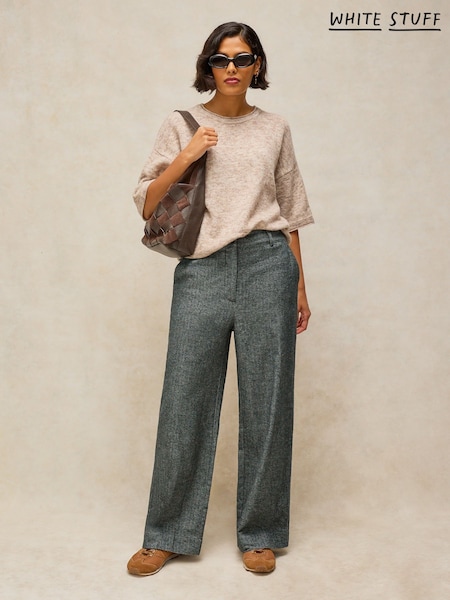 Grey - White Stuff Belle Tweedy Wide Leg Trousers
