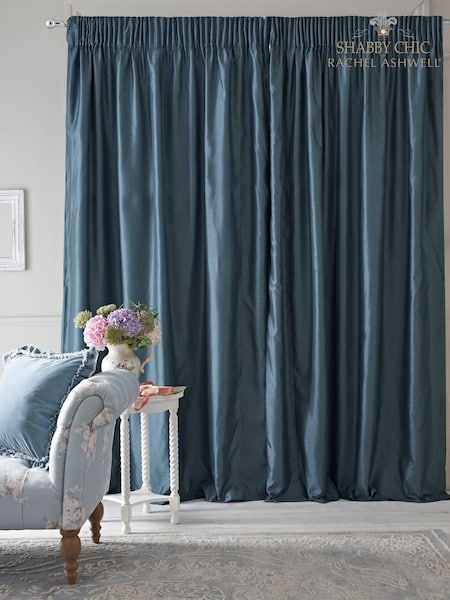 Shabby Chic by Rachel Ashwell® Teal Pencil Pleat Faux Slub Silk Blackout Thermal Curtains (987936) | €22 - €42