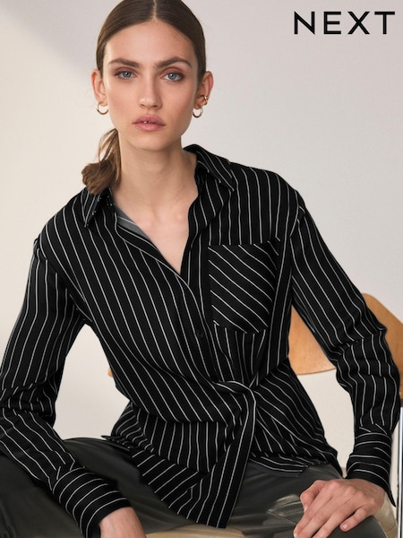 Black/White Stripe Asymmetric Pinstripe Shirt (988083) | € 14