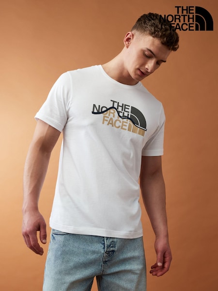 The North Face White Mens Mountain Line Short Sleeve 100% Cotton T-Shirt (988365) | €42